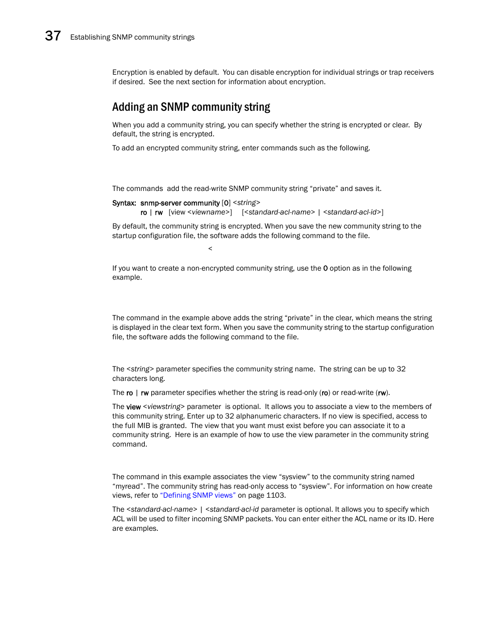 Adding an snmp community string | Brocade BigIron RX Series Configuration Guide User Manual | Page 1174 / 1550