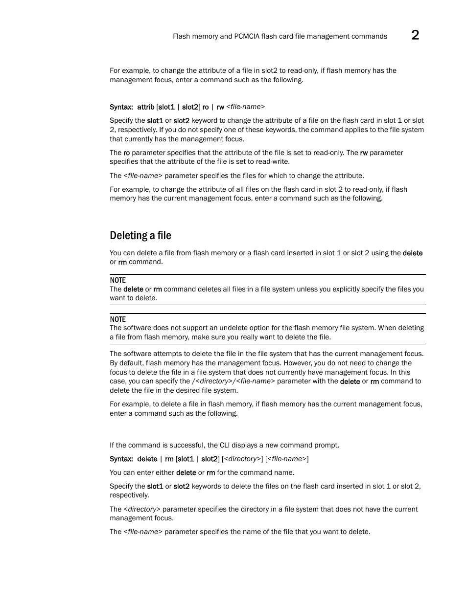 Deleting a file | Brocade BigIron RX Series Configuration Guide User Manual | Page 119 / 1550