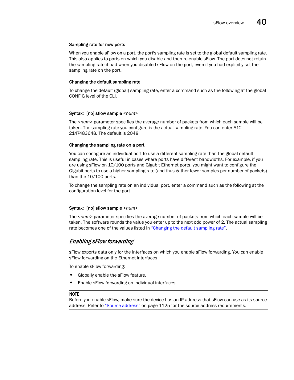 Enabling sflow forwarding | Brocade BigIron RX Series Configuration Guide User Manual | Page 1207 / 1550