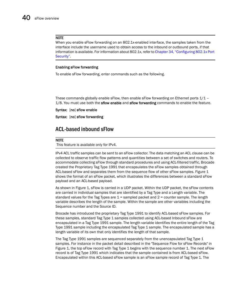 Acl-based inbound sflow, Acl-based, Inbound sflow | Brocade BigIron RX Series Configuration Guide User Manual | Page 1208 / 1550