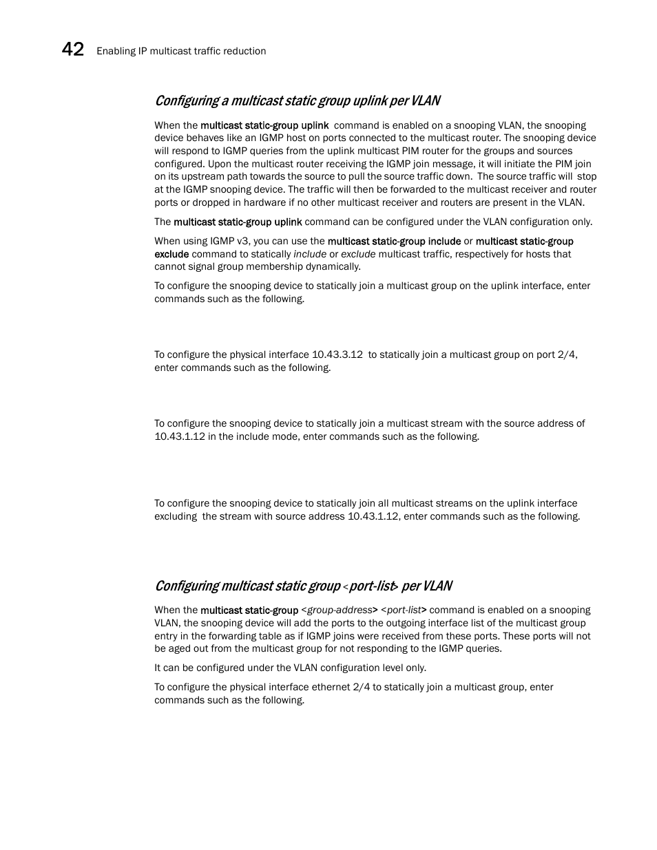 Configuring multicast static group, Port-list, Per vlan | Brocade BigIron RX Series Configuration Guide User Manual | Page 1234 / 1550