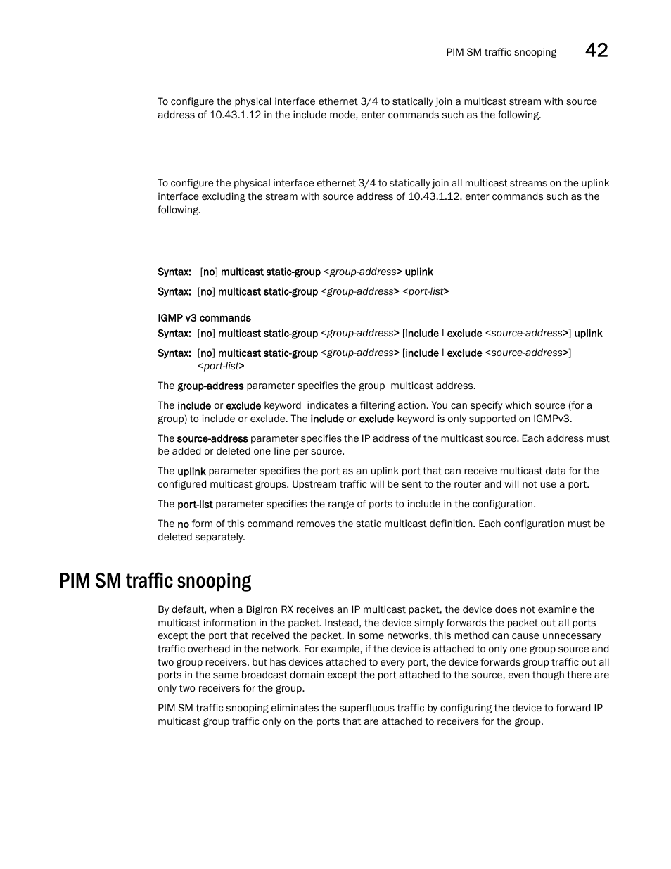 Pim sm traffic snooping, Pim sm traffic snooping 7 | Brocade BigIron RX Series Configuration Guide User Manual | Page 1235 / 1550