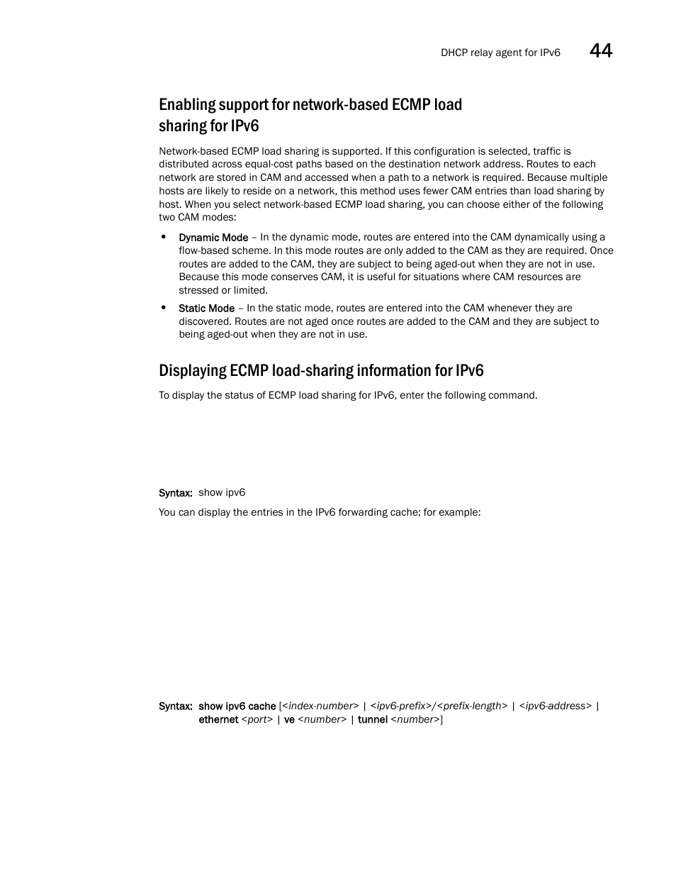 Displaying ecmp load-sharing information for ipv6 | Brocade BigIron RX Series Configuration Guide User Manual | Page 1259 / 1550