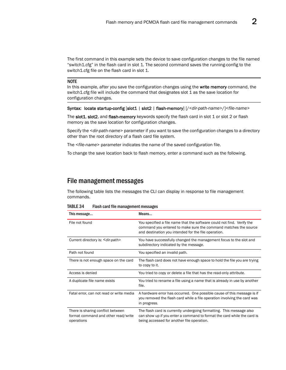 File management messages | Brocade BigIron RX Series Configuration Guide User Manual | Page 129 / 1550