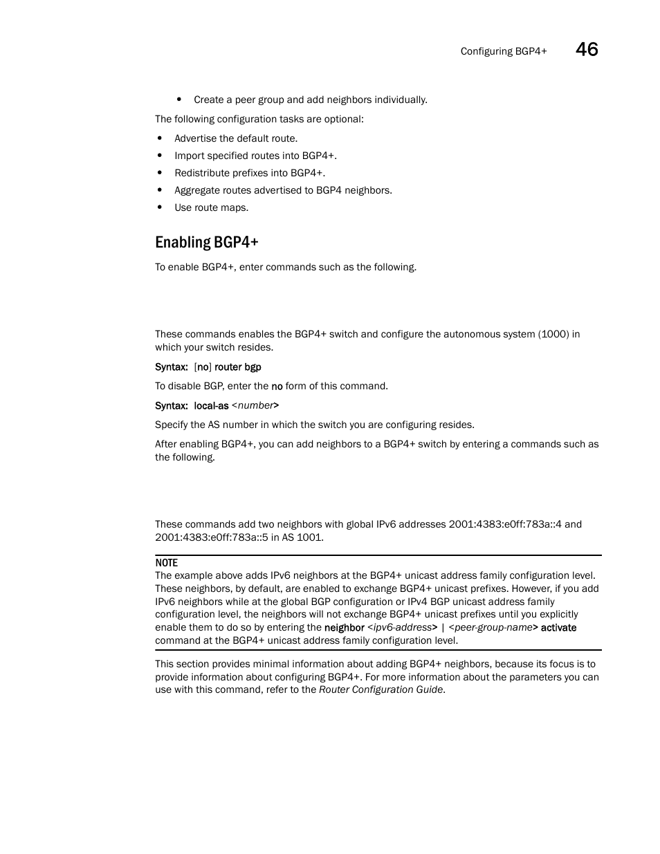 Enabling bgp4 | Brocade BigIron RX Series Configuration Guide User Manual | Page 1299 / 1550