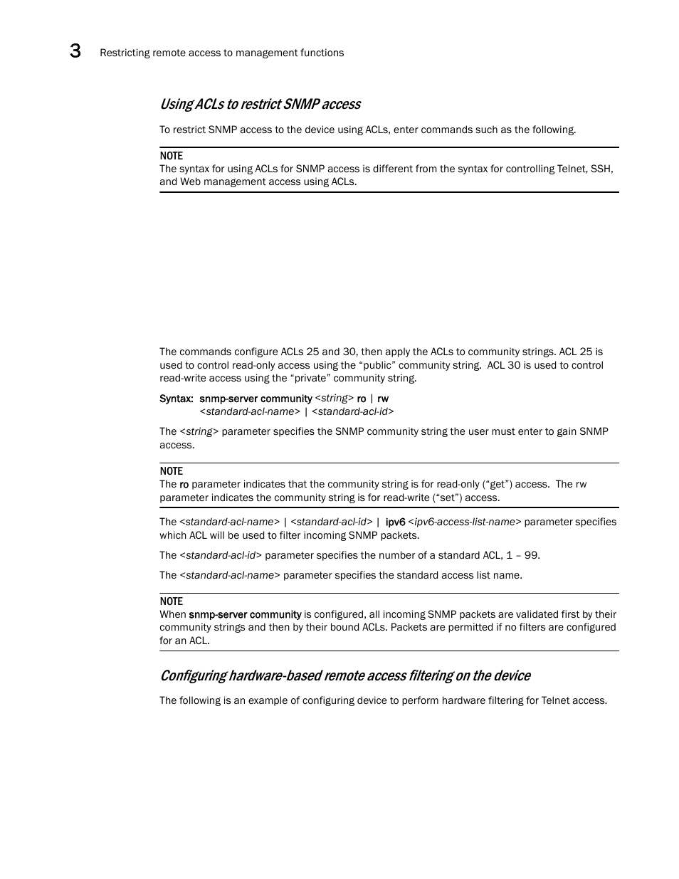 Using acls to restrict snmp access | Brocade BigIron RX Series Configuration Guide User Manual | Page 136 / 1550