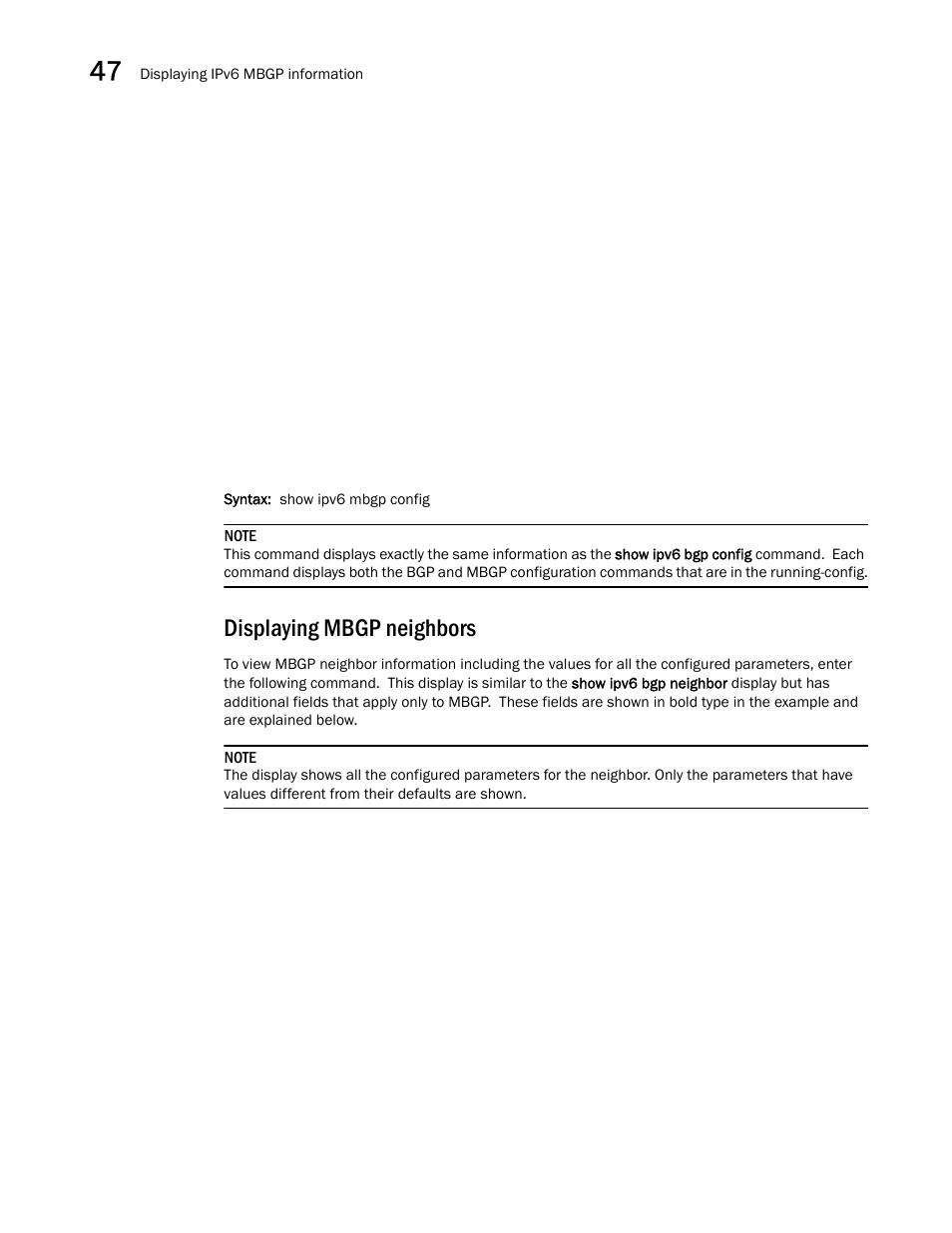 Displaying mbgp neighbors | Brocade BigIron RX Series Configuration Guide User Manual | Page 1362 / 1550