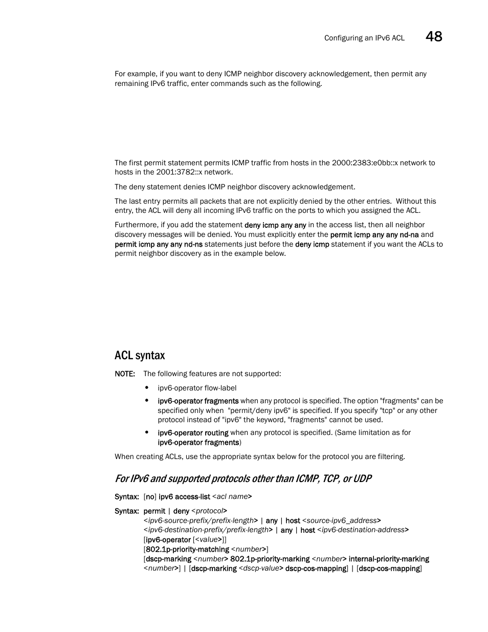 Acl syntax | Brocade BigIron RX Series Configuration Guide User Manual | Page 1369 / 1550