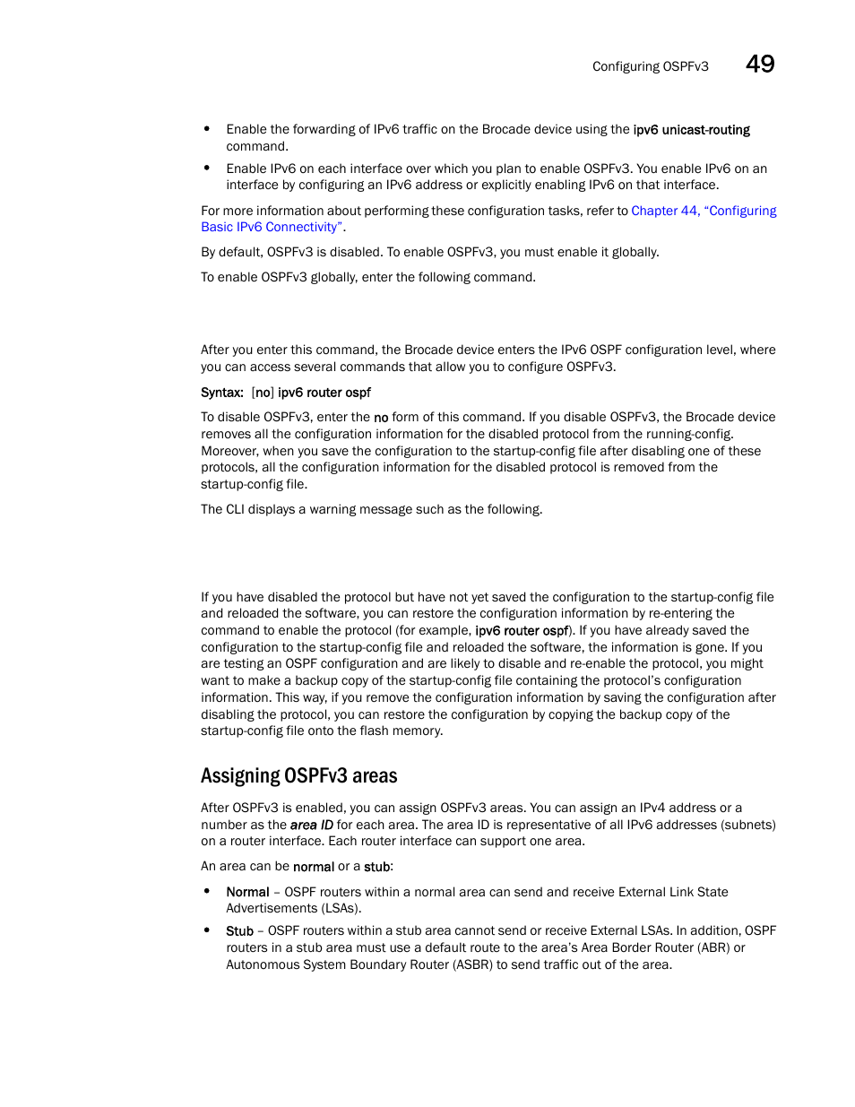 Assigning ospfv3 areas | Brocade BigIron RX Series Configuration Guide User Manual | Page 1381 / 1550