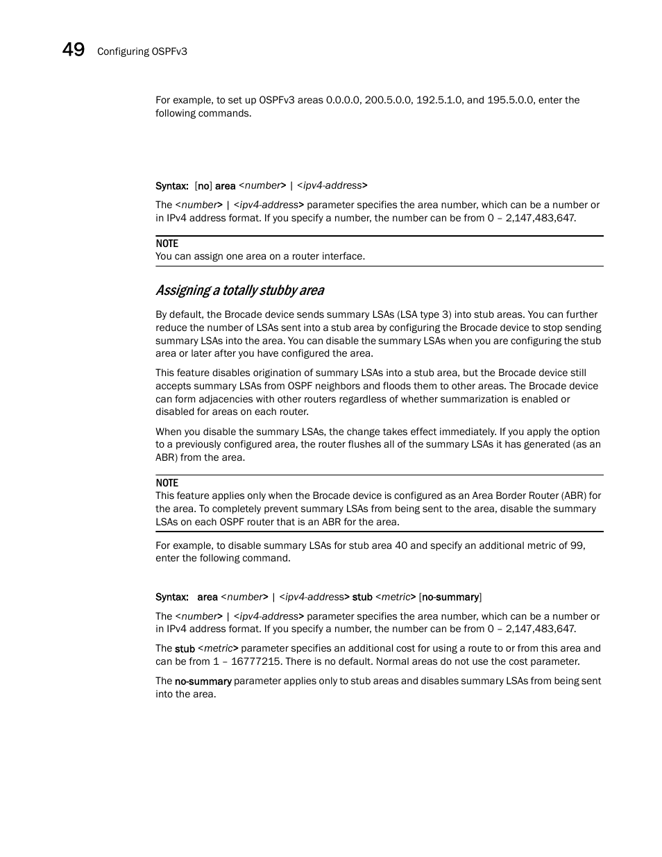 Assigning a totally stubby area | Brocade BigIron RX Series Configuration Guide User Manual | Page 1382 / 1550