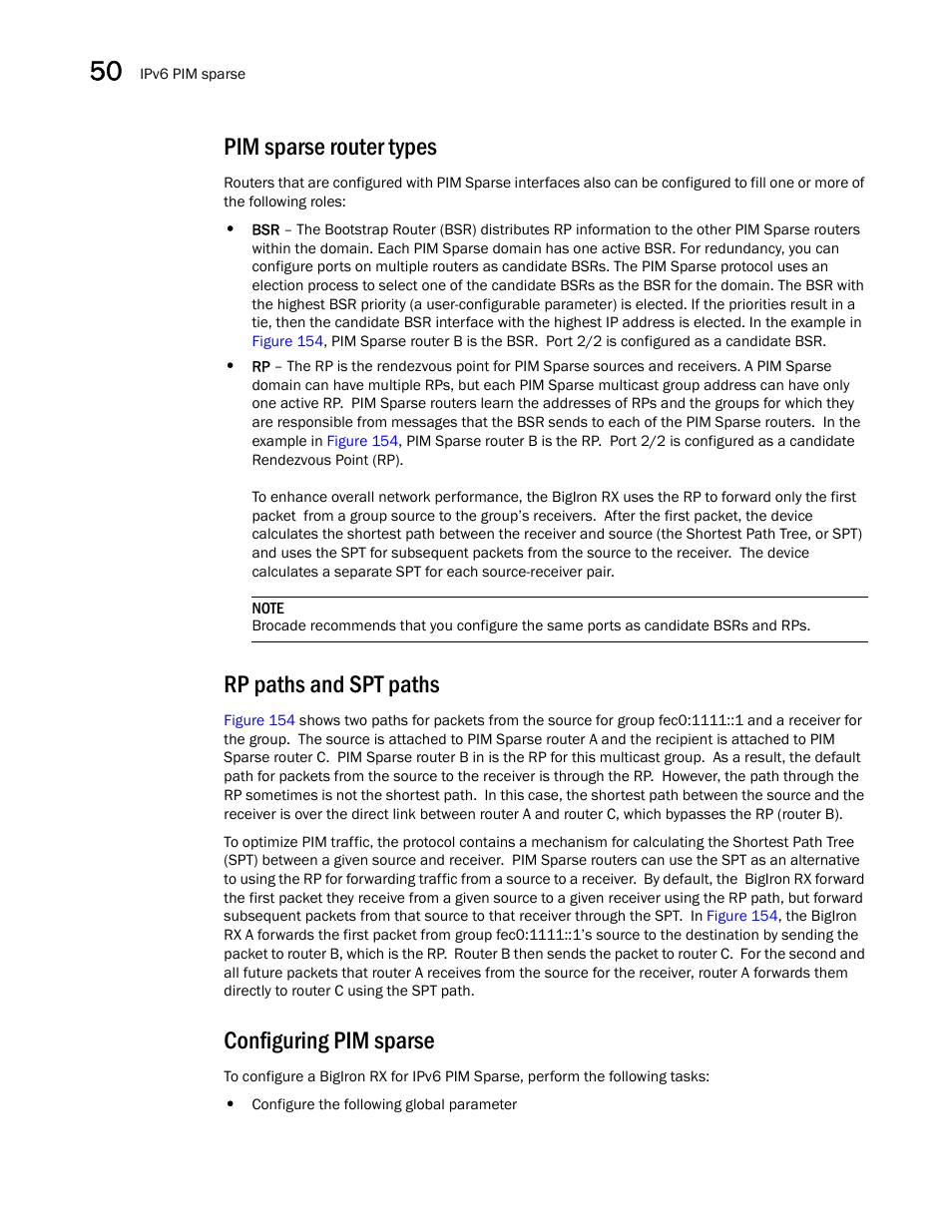 Pim sparse router types, Rp paths and spt paths, Configuring pim sparse | Brocade BigIron RX Series Configuration Guide User Manual | Page 1420 / 1550