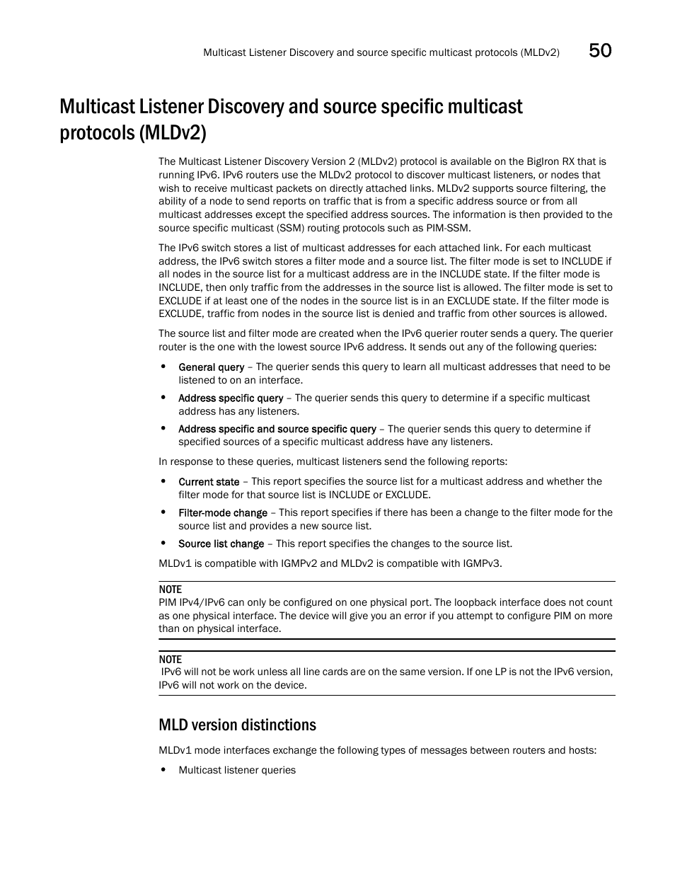 Mld version distinctions, Multicast, Mld version | Distinctions | Brocade BigIron RX Series Configuration Guide User Manual | Page 1437 / 1550