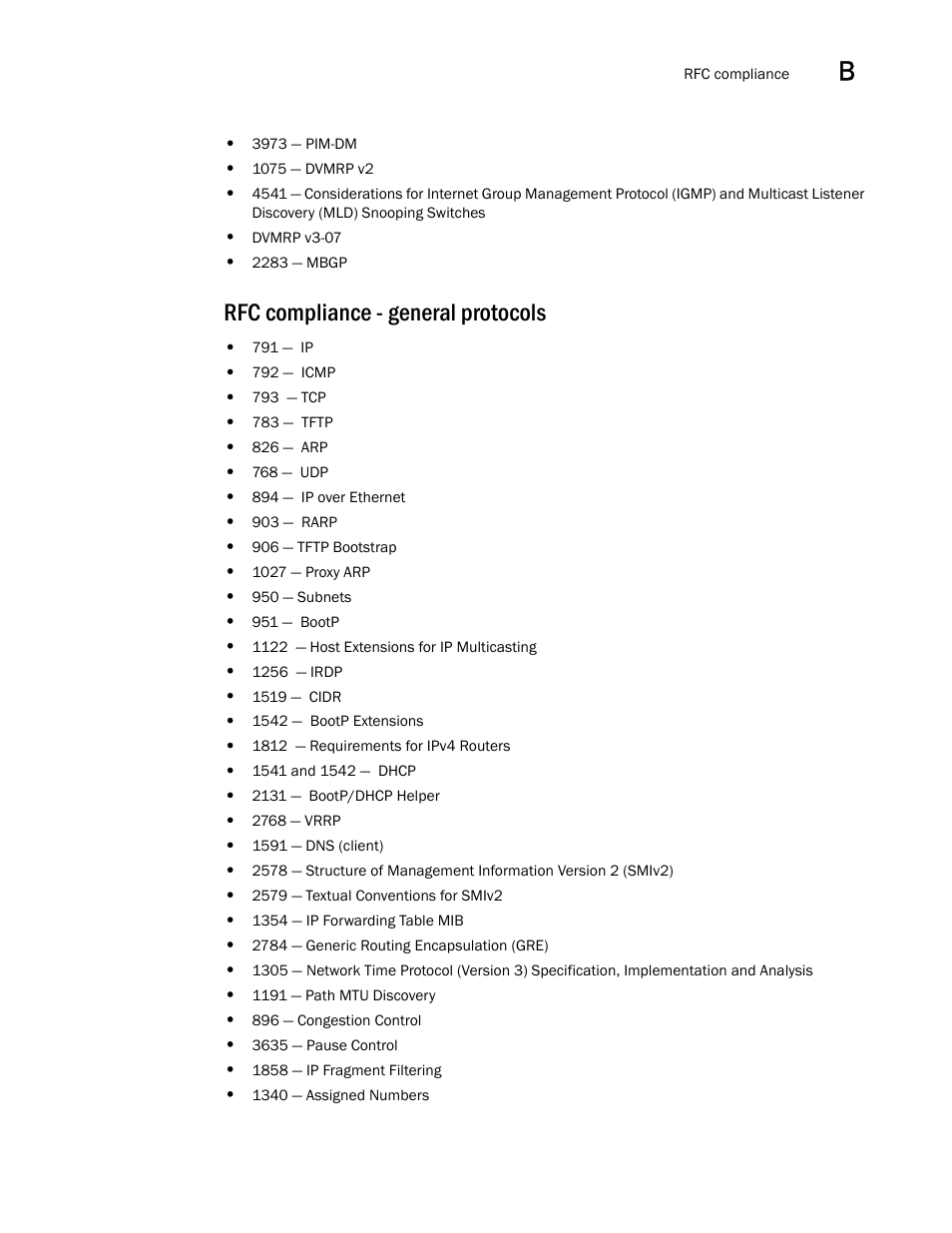 Rfc compliance - general protocols | Brocade BigIron RX Series Configuration Guide User Manual | Page 1489 / 1550