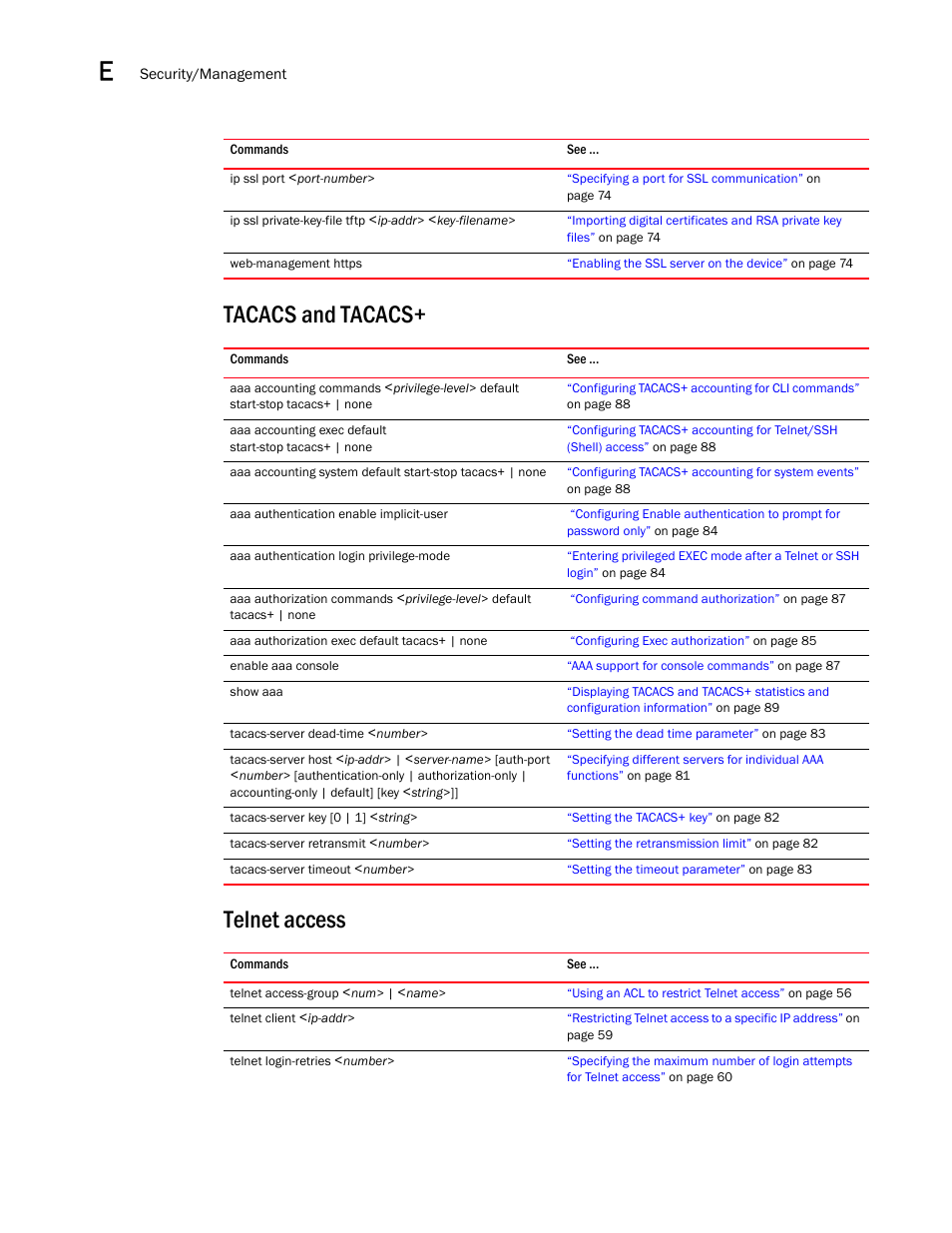 Tacacs and tacacs, Telnet access, Tacacs and tacacs+ telnet access | Brocade BigIron RX Series Configuration Guide User Manual | Page 1536 / 1550