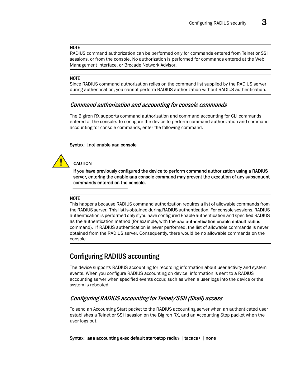 Configuring radius accounting | Brocade BigIron RX Series Configuration Guide User Manual | Page 179 / 1550