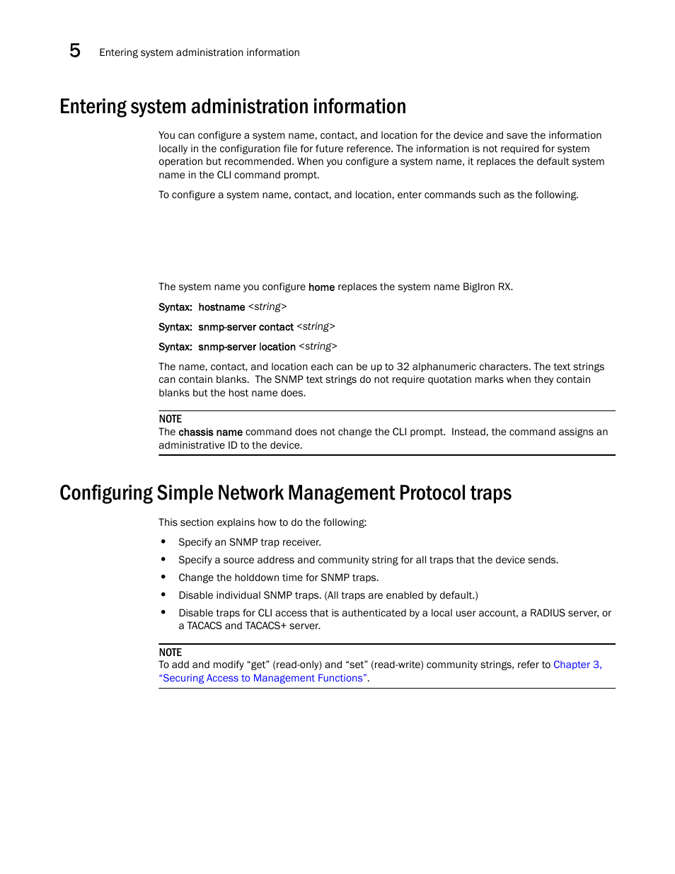 Entering system administration information | Brocade BigIron RX Series Configuration Guide User Manual | Page 198 / 1550