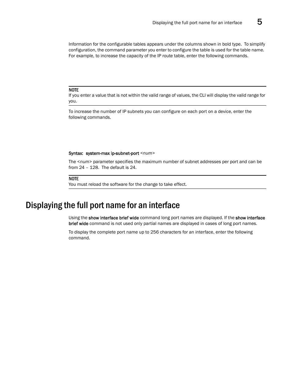 Displaying the full port name for an interface, Displaying the full port, Name for an interface | Brocade BigIron RX Series Configuration Guide User Manual | Page 213 / 1550