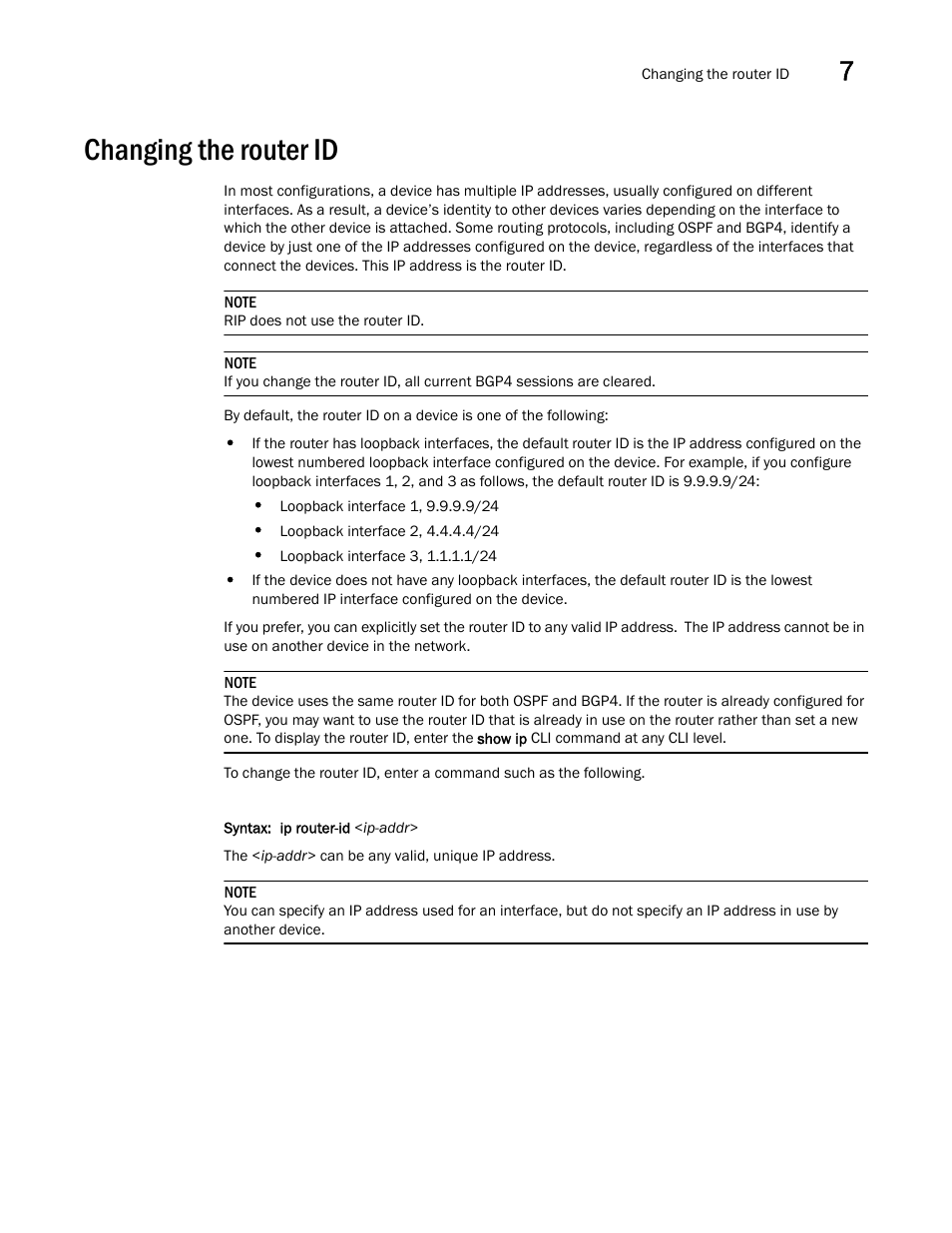 Changing the router id | Brocade BigIron RX Series Configuration Guide User Manual | Page 263 / 1550