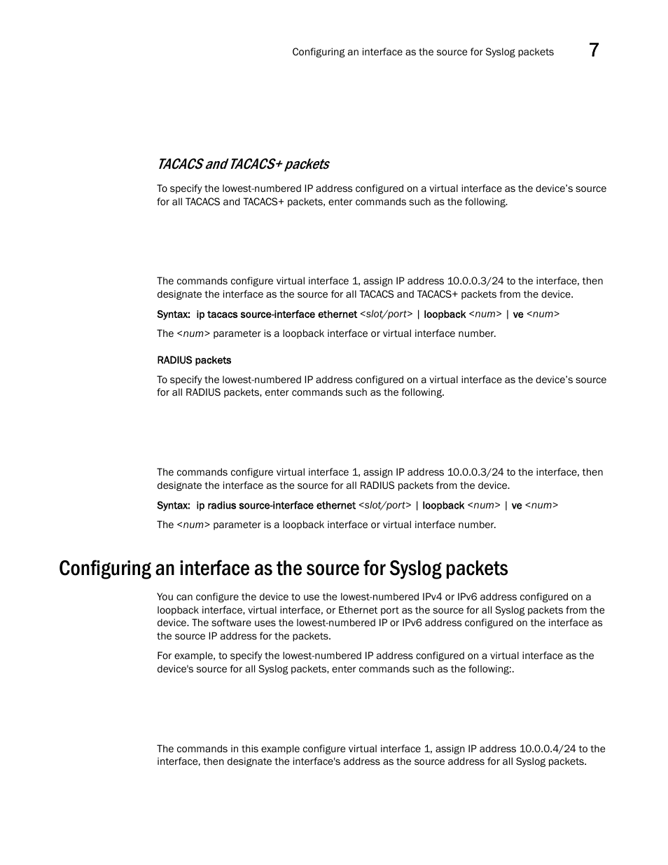 Tacacs and tacacs+ packets | Brocade BigIron RX Series Configuration Guide User Manual | Page 265 / 1550