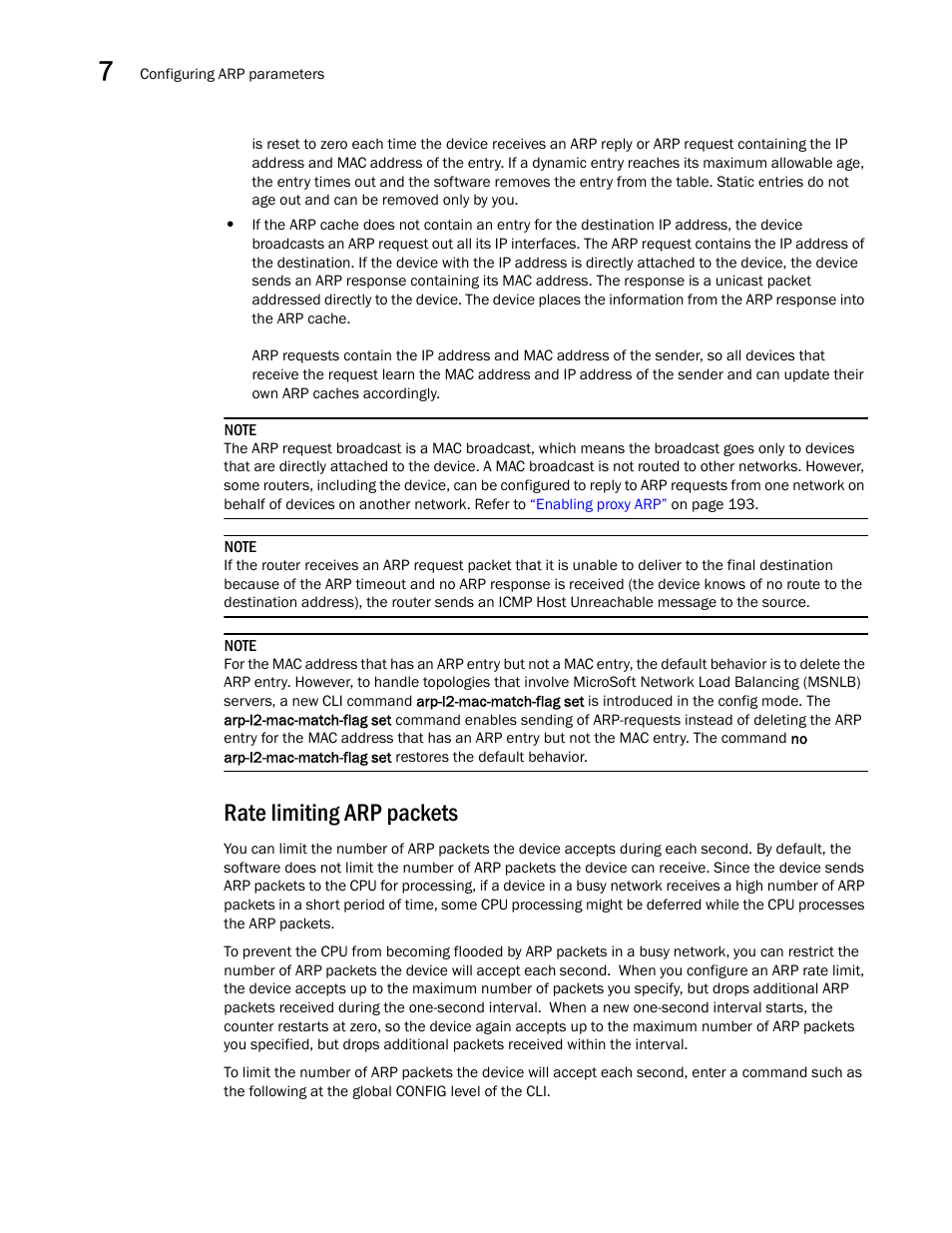 Rate limiting arp packets | Brocade BigIron RX Series Configuration Guide User Manual | Page 268 / 1550