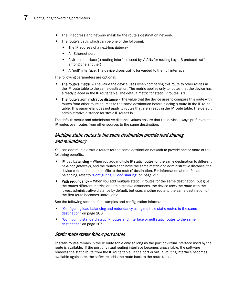 Static route states follow port states | Brocade BigIron RX Series Configuration Guide User Manual | Page 280 / 1550