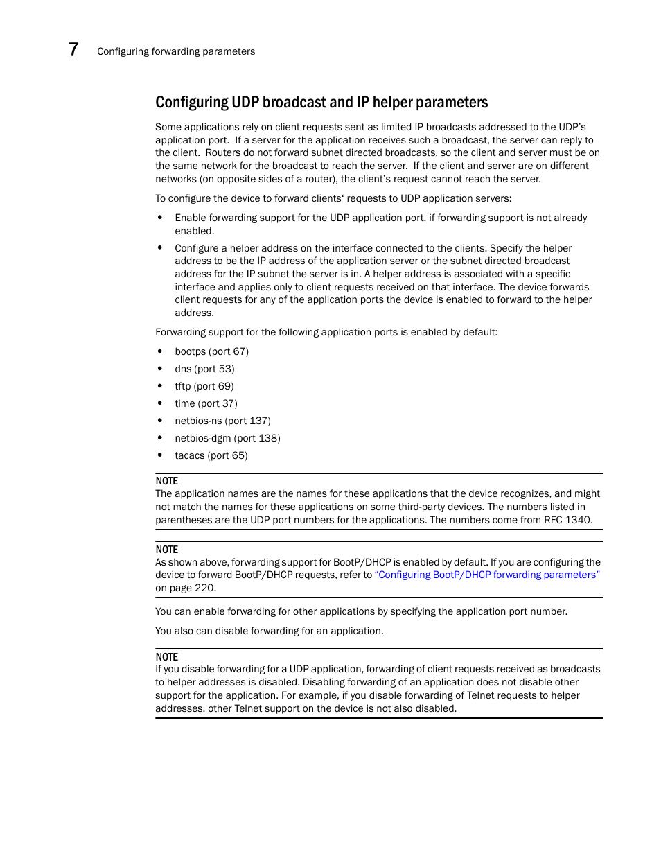 Configuring udp broadcast and ip helper parameters | Brocade BigIron RX Series Configuration Guide User Manual | Page 296 / 1550