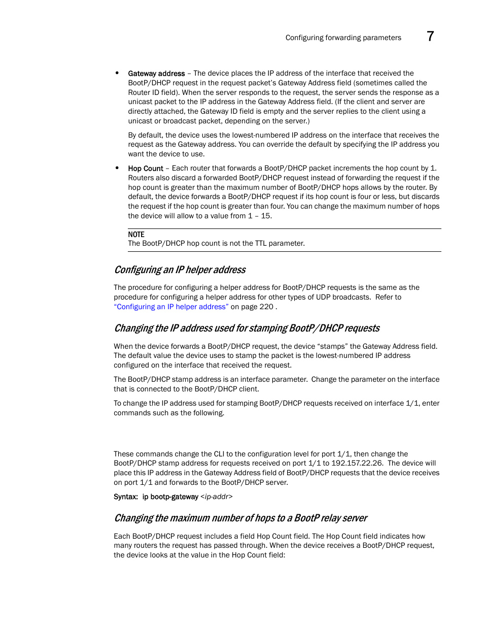Configuring an ip helper address | Brocade BigIron RX Series Configuration Guide User Manual | Page 299 / 1550