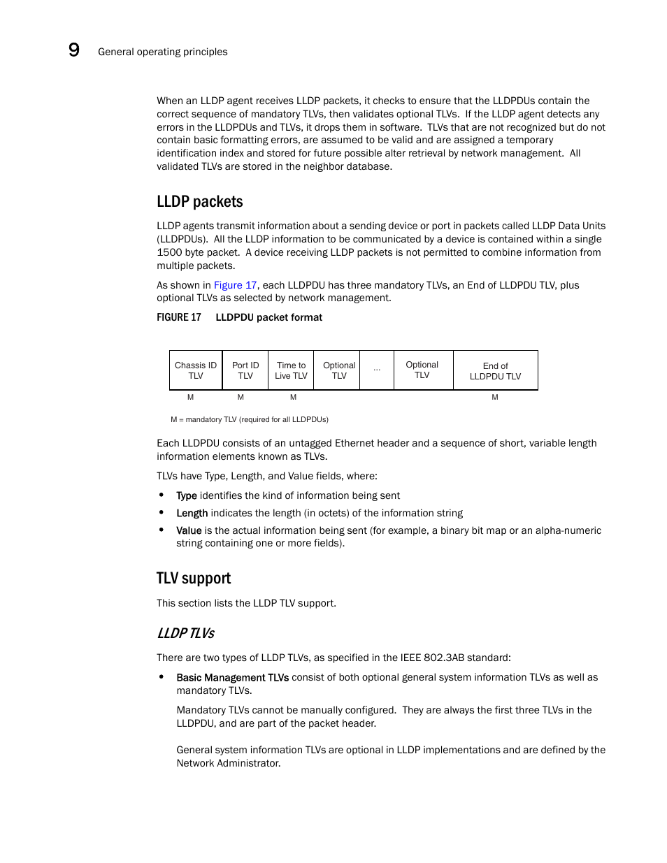 Lldp packets, Tlv support, Lldp tlvs | Brocade BigIron RX Series Configuration Guide User Manual | Page 334 / 1550