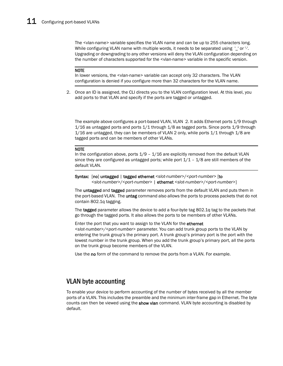 Vlan byte accounting, Vlan byte, Accounting | Brocade BigIron RX Series Configuration Guide User Manual | Page 370 / 1550