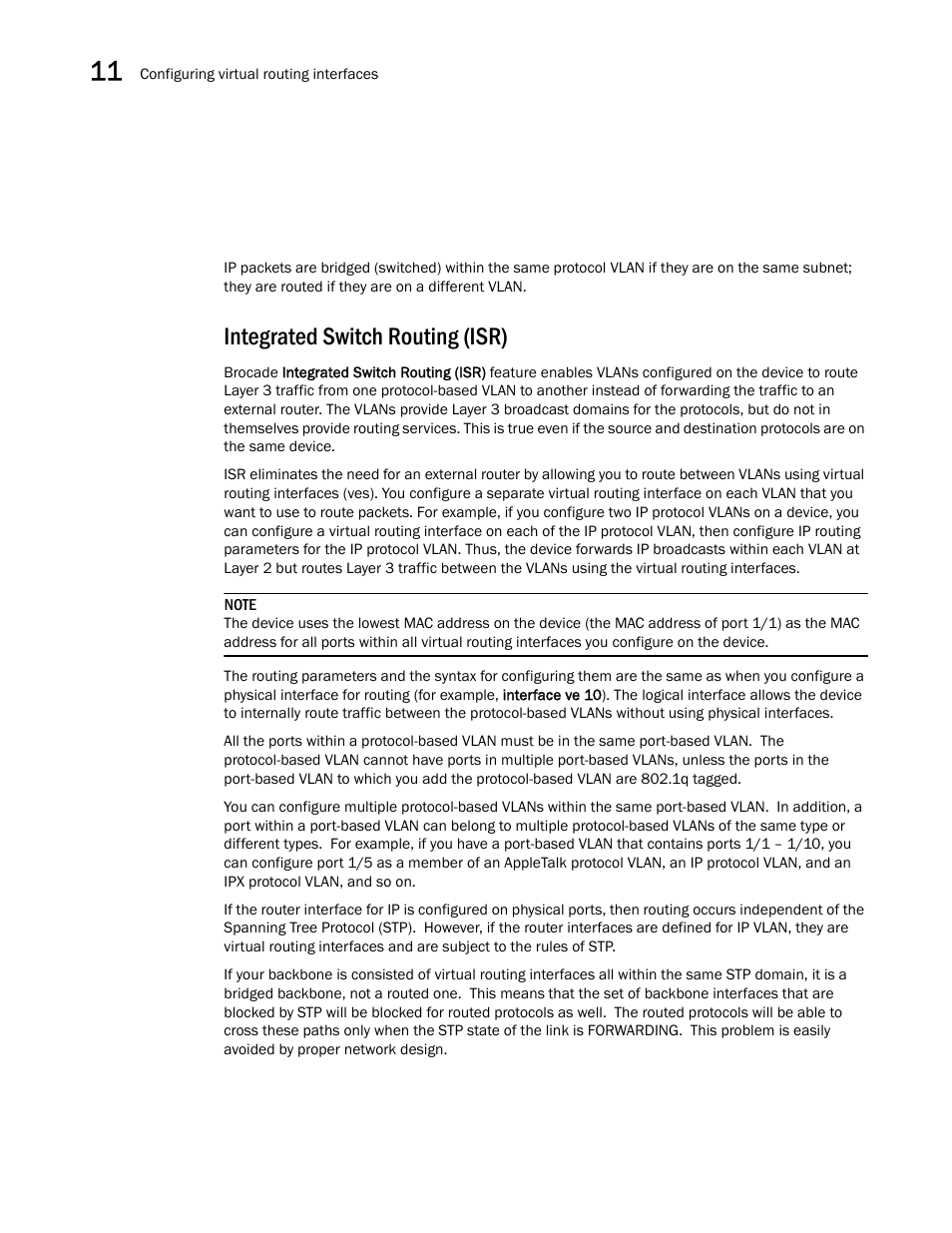 Integrated switch routing (isr) | Brocade BigIron RX Series Configuration Guide User Manual | Page 376 / 1550