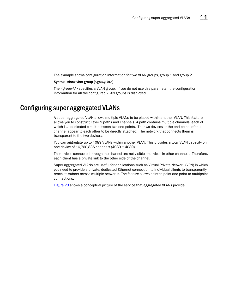 Configuring super aggregated vlans, Configuring, Super aggregated vlans | Brocade BigIron RX Series Configuration Guide User Manual | Page 379 / 1550