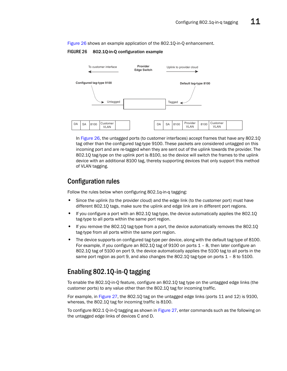 Configuration rules, Enabling 802.1q-in-q tagging | Brocade BigIron RX Series Configuration Guide User Manual | Page 387 / 1550