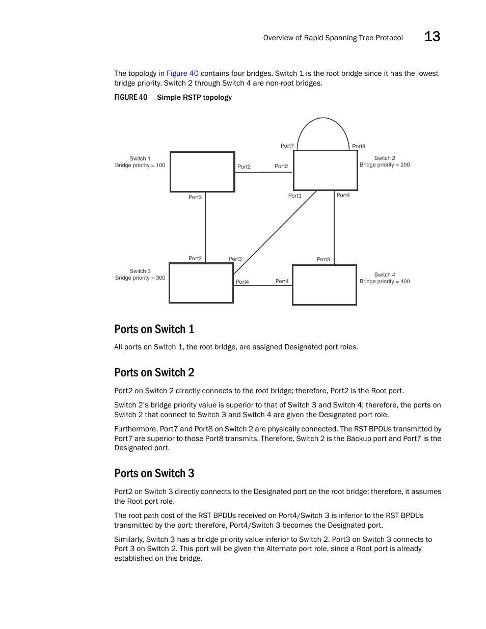 Ports on switch 1, Ports on switch 2, Ports on switch 3 | Brocade BigIron RX Series Configuration Guide User Manual | Page 439 / 1550