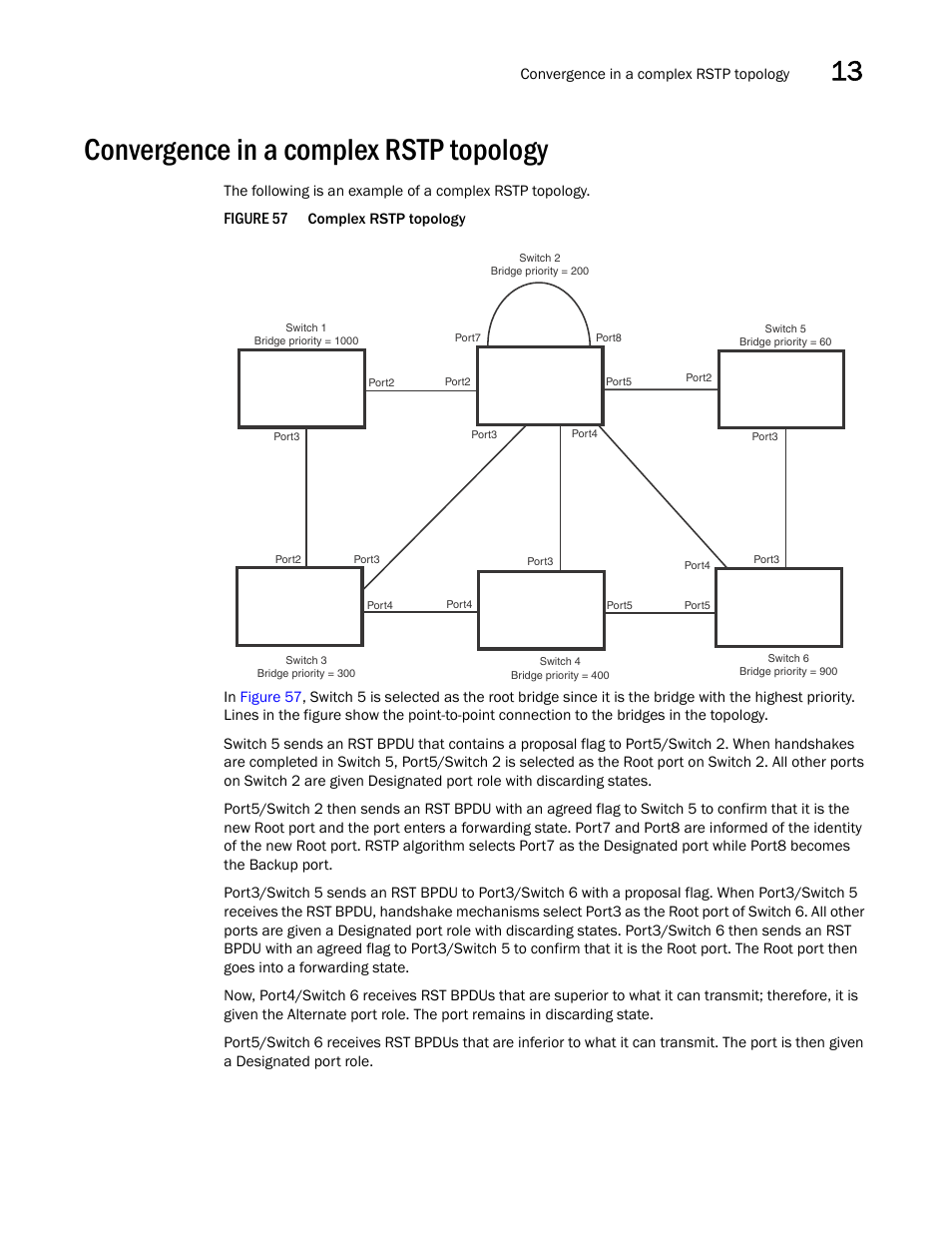 Convergence in a complex rstp topology, Figure 57 | Brocade BigIron RX Series Configuration Guide User Manual | Page 459 / 1550