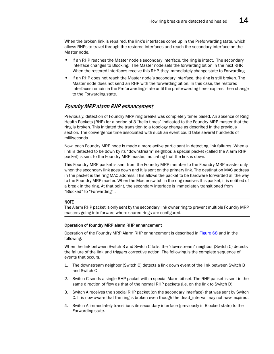 Foundry mrp alarm rhp enhancement | Brocade BigIron RX Series Configuration Guide User Manual | Page 489 / 1550