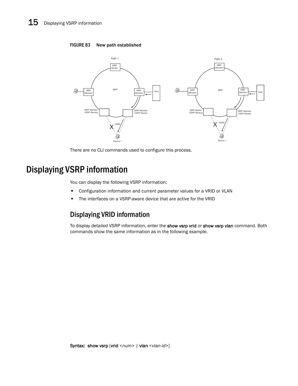 Displaying vsrp information, Displaying vrid information, Vice | Figure 83, You can display the following vsrp information | Brocade BigIron RX Series Configuration Guide User Manual | Page 524 / 1550