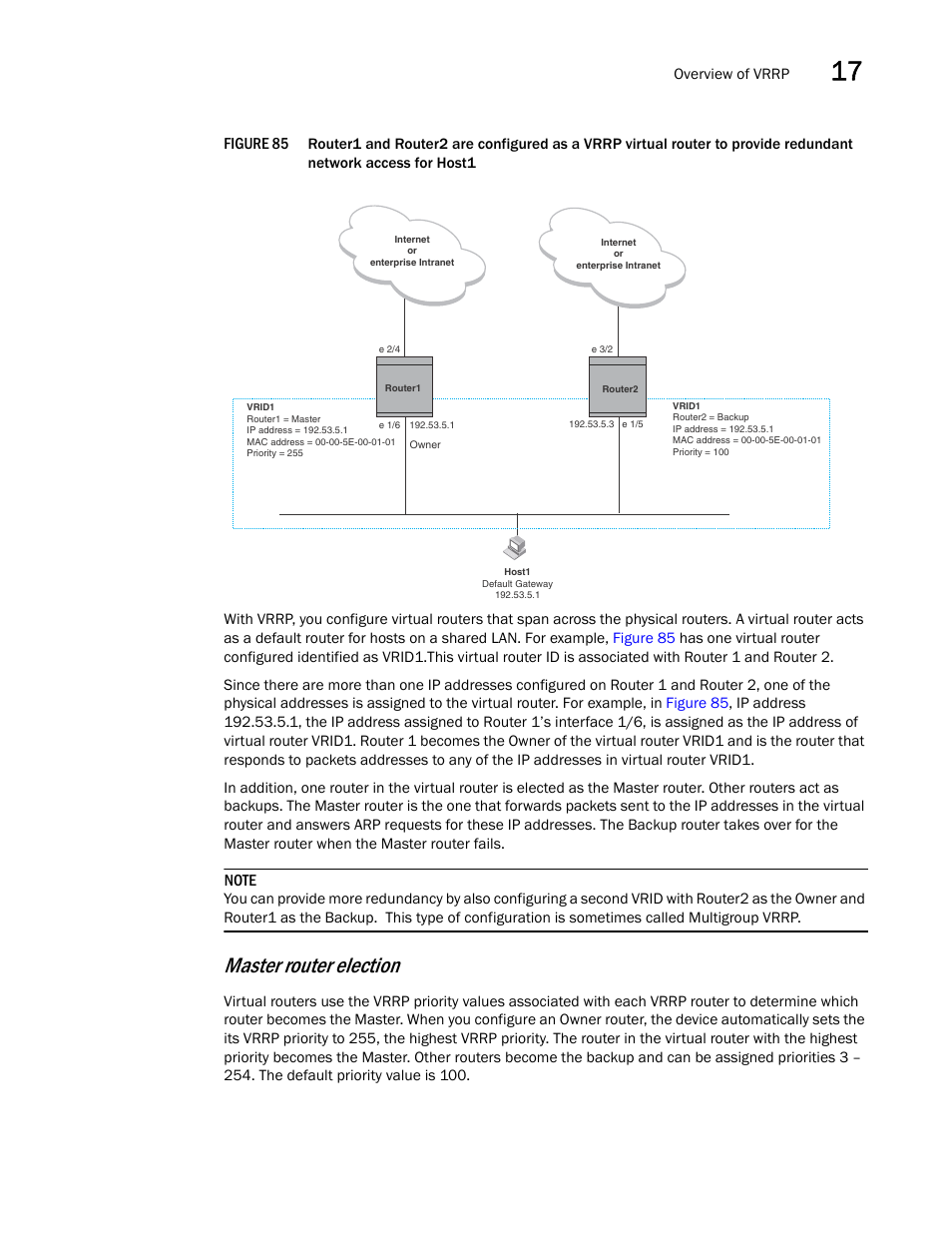 Master router election, Figure 85 | Brocade BigIron RX Series Configuration Guide User Manual | Page 535 / 1550