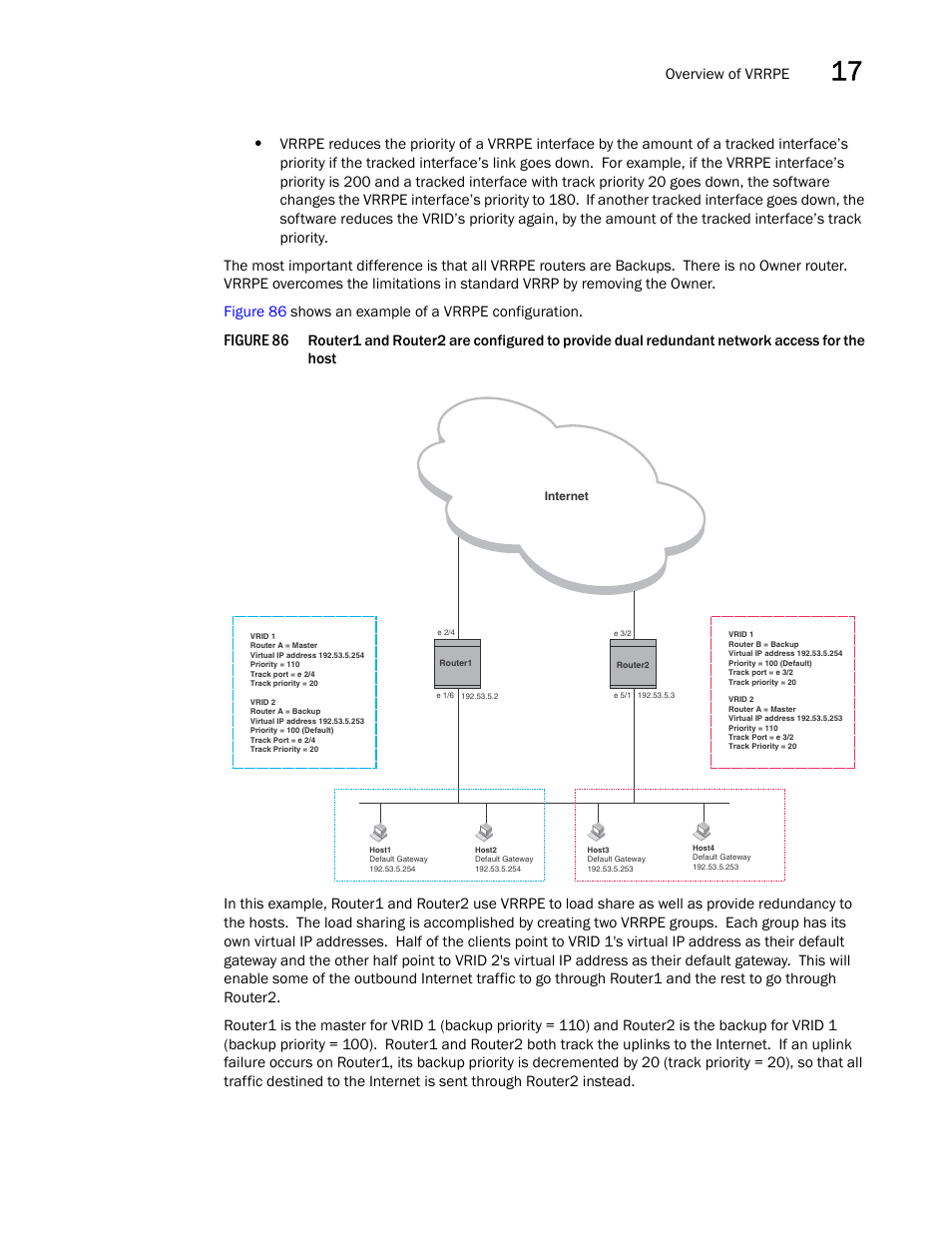 Figure 86, Overview of vrrpe | Brocade BigIron RX Series Configuration Guide User Manual | Page 539 / 1550