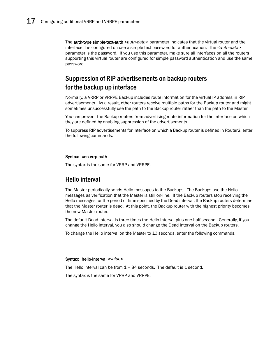 Hello interval | Brocade BigIron RX Series Configuration Guide User Manual | Page 546 / 1550