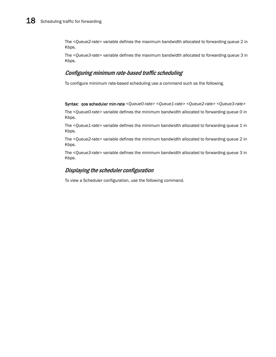 Configuring minimum rate-based traffic scheduling, Displaying the scheduler configuration | Brocade BigIron RX Series Configuration Guide User Manual | Page 582 / 1550