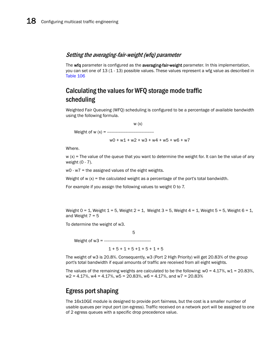 Egress port shaping, Setting the averaging-fair-weight (wfq) parameter | Brocade BigIron RX Series Configuration Guide User Manual | Page 586 / 1550