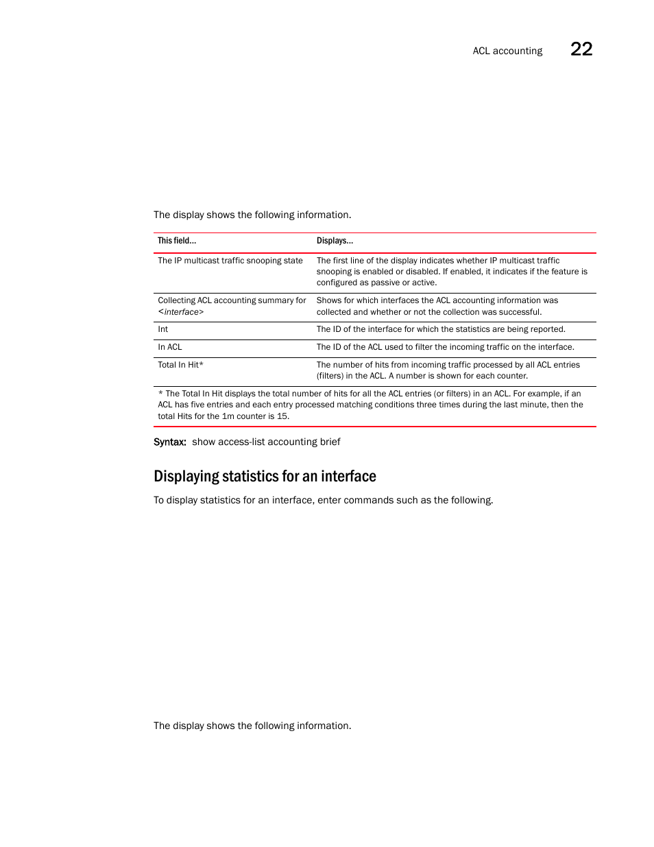 Displaying statistics for an interface | Brocade BigIron RX Series Configuration Guide User Manual | Page 715 / 1550