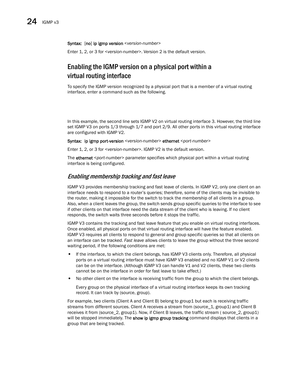 Enabling, Membership tracking and fast leave, Enabling membership tracking and fast leave | Brocade BigIron RX Series Configuration Guide User Manual | Page 740 / 1550