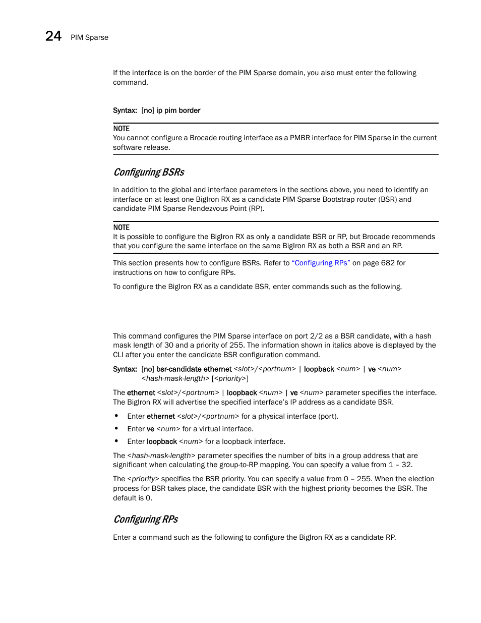 Configuring bsrs, Configuring rps | Brocade BigIron RX Series Configuration Guide User Manual | Page 760 / 1550