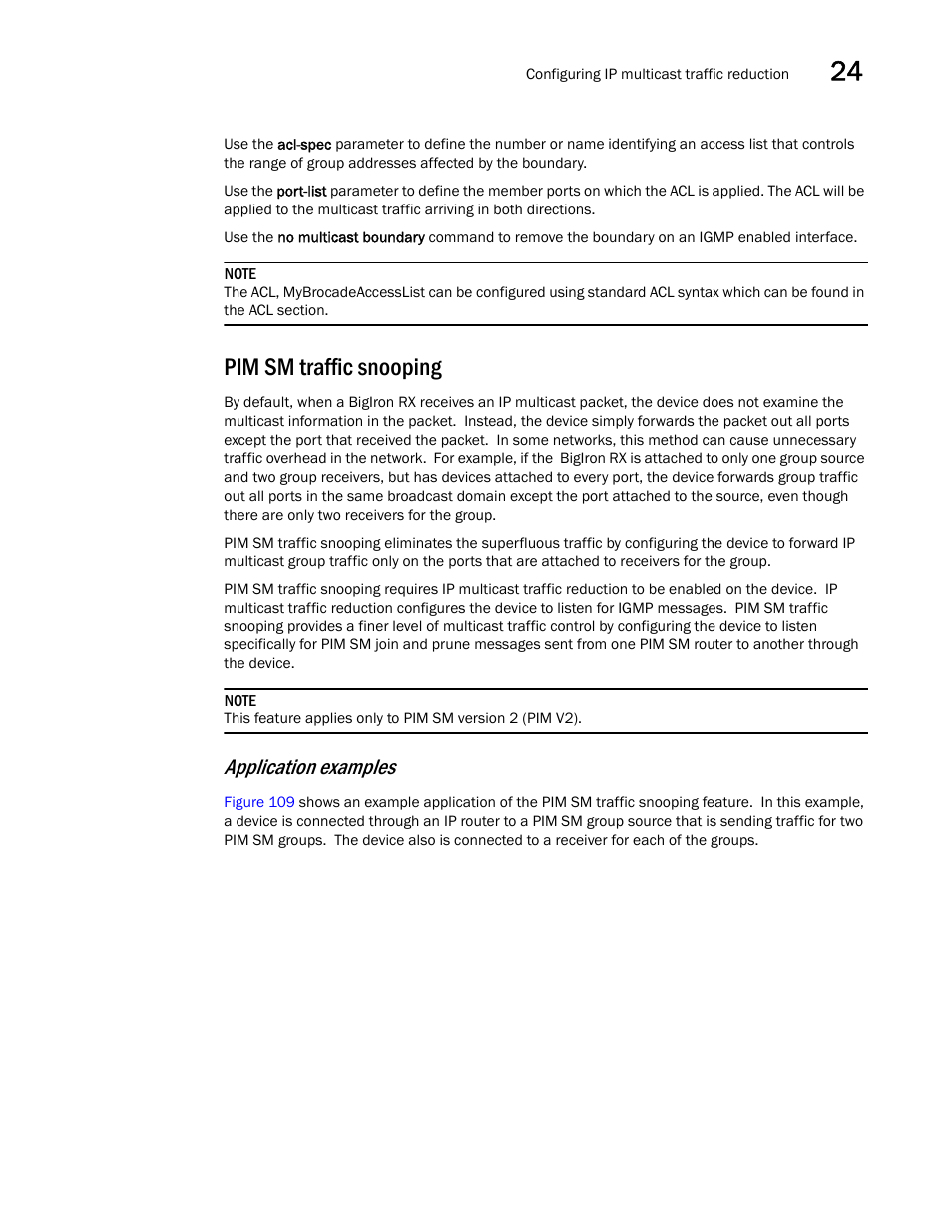 Pim sm traffic snooping, Pim sm traffic, Snooping | Application examples | Brocade BigIron RX Series Configuration Guide User Manual | Page 813 / 1550