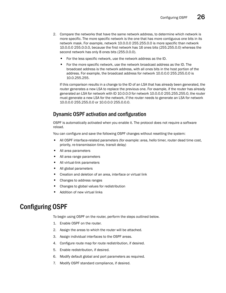 Dynamic ospf activation and configuration, Configuring ospf | Brocade BigIron RX Series Configuration Guide User Manual | Page 837 / 1550