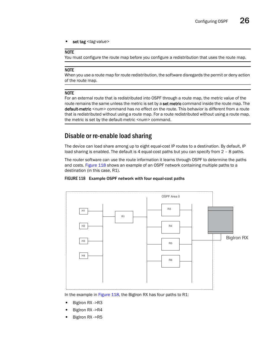 Disable or re-enable load sharing | Brocade BigIron RX Series Configuration Guide User Manual | Page 859 / 1550