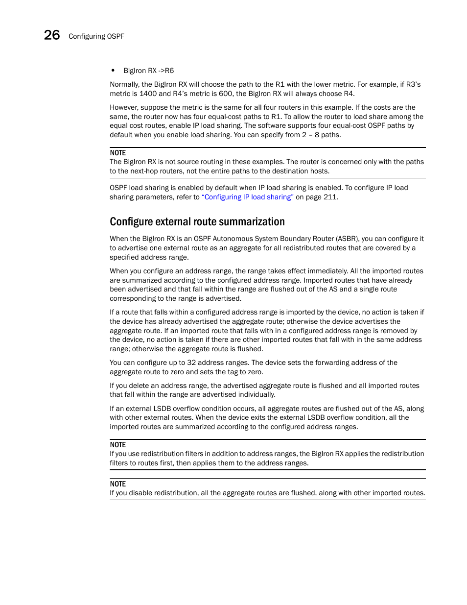 Configure external route summarization | Brocade BigIron RX Series Configuration Guide User Manual | Page 860 / 1550