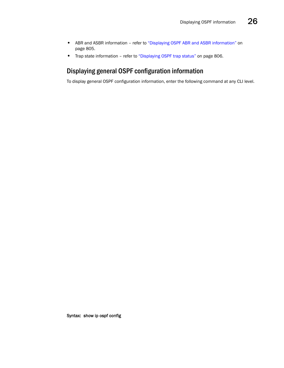 Displaying general ospf configuration information, Displaying general ospf configuration, Information | Brocade BigIron RX Series Configuration Guide User Manual | Page 873 / 1550