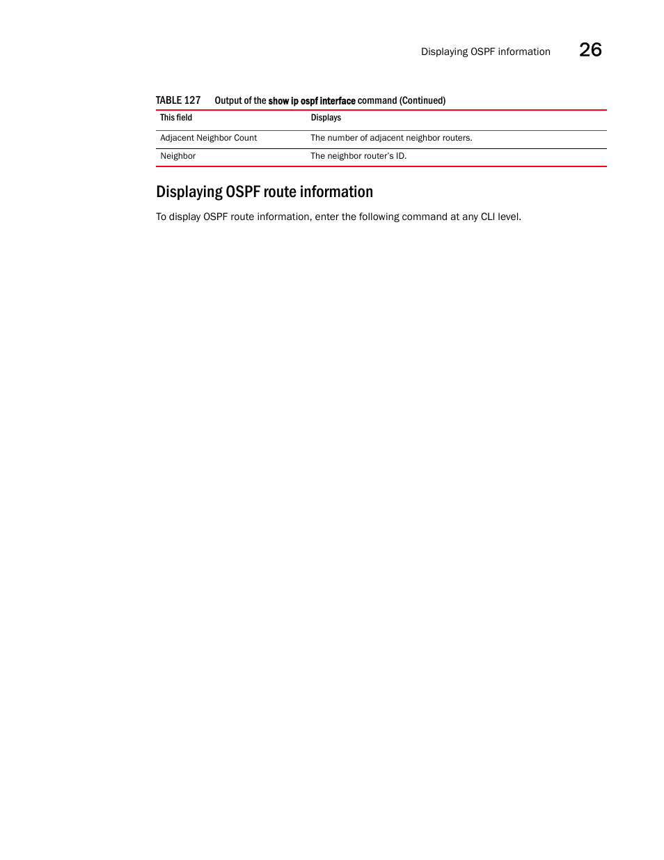 Displaying ospf route information | Brocade BigIron RX Series Configuration Guide User Manual | Page 879 / 1550